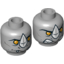 Набор LEGO Minifig Head Dual Sided Alien Chima Rhinoceros with Orange Eyes and White Horn Neutral / Angry Print [Hollow Stud] , Светлый сине-серый