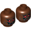 Набор LEGO Minifig Head Alien with Fangs, Red Eyes and Fur Print [Hollow Stud], Красно-коричневый