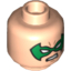 Набор LEGO Minifig Head Dual Sided Mask Green with Eyeholes and Determined / Scared Print (Robin) [Hollow Stud], Light Flesh