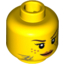 Набор LEGO Minifig Head Female with Dark Brown Eyebrows, Eyelashes, Freckles, Scratches, Determined Print [Hollow Stud], Желтый