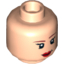 Набор LEGO Minifig Head Dual Sided Female Brown Eyebrows, Eyelashes, Red Lipstick, Smiling / Angry Print (Batgirl) [Hollow Stud], Light Flesh