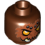 Набор LEGO Minifig Head Alien Chima Spider with Orange Eyes, Brown Fur, White Spots and Fangs Print (Sparratus) [Hollow Stud], Красно-коричневый