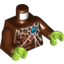 Набор LEGO Torso Chima Bare Chest with Spiderweb and Blue Round Jewel (Chi) Print / Reddish Brown Arms / Lime Hands, Красно-коричневый