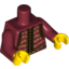 Набор LEGO Torso Vest with Gold Trim, Buttons and Floral Motif Print, Dark Red Arms and Yellow Hands , Темно-красный