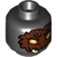 Набор LEGO Minifig Head with Yellow Eyes, Dark Brown Fur, Black and White Spots and Fangs Print [Hollow Stud], Черный