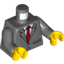 Набор LEGO Torso Suit Jacket Buttoned with Red Tie Print / Dark Bluish Gray Arms / Yellow Hands, Темный сине-серый