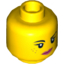 Набор LEGO Minifig Head Dual Sided Female Black Eyebrows, Eyelashes, Freckles, Pink Lips, Lopsided Smile / Determined Print (Wyldstyle) [Hollow Stud], Желтый