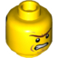 Набор LEGO Minifig Head Dual Sided Male with Connected Brow, Cheek Lines, Angry / Red Zigzag Line on Black Background Print [Hollow Stud], Желтый