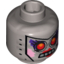 Набор LEGO Minifig Head Alien Female with Red Eyes, 4 Mouth Squares and Beauty Mark Print [Hollow Stud], Flat Silver