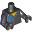 Набор LEGO Minifig Torso Female Outline, Zipper, Purple and Blue Markings Print / Black Arm Left / Black Arm with Purple and Blue Markings Right / Black Hands, Черный