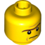 Набор LEGO Minifigure Head Dual Sided with Unibrow, White Pupils and Age Lines Neutral / Angry Print [Hollow Stud], Желтый