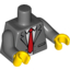 Набор LEGO Torso Business Suit with White Shirt and Red Tie Print / Dark Bluish Gray Arms / Yellow Hands, Темный сине-серый