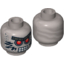 Набор LEGO Minifig Head Alien with Red Eyes, Metal Eyebrows with Rivets, 8 Mouth Squares, Stubble and Black Markings Print [Hollow Stud], Flat Silver