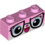 Набор LEGO Brick 1 x 3 with Biznis Kitty Face with Glasses Print, Ярко-розовый