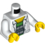 Набор LEGO Torso Lab Coat with Pockets over Bright Green Shirt Print (Doc Ock) / White Arms / Yellow Hands, Белый