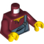 Набор LEGO Torso Torn Sand Blue Overalls over Open Shirt Print (Hank Haystack) / Dark Red Arms / Yellow Hands, Темно-красный