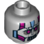 Набор LEGO Minifig Head Alien with Robot Magenta Eyes, Silver Mouth, Medium Blue Line and Metal Plates Print [Hollow Stud], Светлый сине-серый