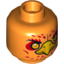 Набор LEGO Minifig Head Dual Sided Alien Chima Phoenix with Orange Eyes, Circles, Red Feathers and Yellow Beak, Neutral / Stern Print (Frax) [Hollow Stud], Оранжевый
