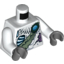 Набор LEGO Torso Feathers, Sand Green Sash, White Bones, Purple Sinew Patches and Blue Round Jewel (Chi) Print / White Arms / Dark Bluish Gray Hands , Белый