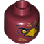 Набор LEGO Minifig Head Dual Sided Alien Chima Phoenix with Orange Eyes, Gold Feathers and Yellow Beak, Neutral / Stern Print (Fluminox) [Hollow Stud], Темно-красный