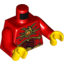Набор LEGO Torso Dark Red and Gold Armor and Fire Chi Pendant with Chain Print / Red Arms / Yellow Hands, Красный