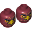 Набор LEGO Minifig Head Dual Sided Alien Chima Phoenix with Amber Eyes, Circles, Orange Feathers and Yellow Beak, Neutral / Stern Print (Foltrax) [Hollow Stud], Темно-красный
