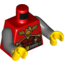 Набор LEGO Torso Vest with Belt, Suspenders and Fire Chi Emblem Print / Dark Bluish Gray Arms / Yellow Hands, Красный
