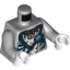 Набор LEGO Torso Tiger Fur with Chains, Spiked Collar, Padlock and Blue Round Jewel (Chi) Print / Light Bluish Gray Arms / White Hands, Светлый сине-серый