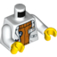 Набор LEGO Torso Lab Coat with Pockets and ID Badge over Orange Sweater, Arctic Explorer Logo on Reverse Print / White Arms / Yellow Hands, Белый