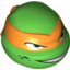 Набор LEGO Minifig Head Modified Ninja Turtle with Orange Mask and Sneer Print (Michelangelo), Ярко-зеленый