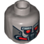 Набор LEGO Minifig Head Alien with Robot Red Eyes and Mouth and Silver Metal Plates Eyebrows and Mask Print [Hollow Stud], Flat Silver