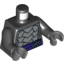 Набор LEGO Torso Armor with Dark Purple Belt with Silver Clasp, Dark Bluish Gray Trim Print / Black Arms / Dark Bluish Gray Hands, Черный