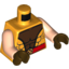 Набор LEGO Torso Muscles Outline with Dark Brown Center and Red Belt with Buckle Print / Light Flesh Arms / Dark Brown Hands, Bright Light Orange