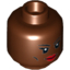 Набор LEGO Minifig Head Dual Sided Female Thin Black Eyebrows, Cheek Lines, Red Lips / Bared Teeth with White Eyes Print (Storm) [Hollow Stud], Красно-коричневый