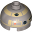 Набор LEGO Brick Round 2 x 2 Dome Top with Tan Print (Astromech Droid) , Flat Silver