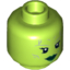Набор LEGO Minifig Head Dual Sided Alien Female Silver Wrinkles, Eyelashes, Green Lips, Smiling / Angry Print [Hollow Stud], Лайм