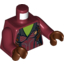 Набор LEGO Torso Female Jacket Open Collar with Silver Buttons and Gold Badge, Lime Chest Print / Dark Red Arms / Reddish Brown Hands, Темно-красный