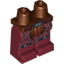 Набор LEGO Legs and Reddish Brown Hips with Dark Red Belt with Silver Buckle, Black and Gray Lines and Knee Straps Print, Темно-красный