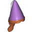 Набор LEGO Minifig Hair with Hat, Hair in Braid and Medium Lavender Cone with White Ribbon Print, Темно-оранжевый