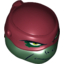 Набор LEGO Minifig Head Modified Ninja Turtle Type 2 with Dark Red Mask and Headcovering Print (Raphael), Темно-зеленый