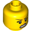 Набор LEGO Minifig Head Female, Thin Eyebrows, Angry Mouth, Scar on Cheek Print [Hollow Stud], Желтый