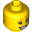 Набор LEGO Minifig Head Dual Sided Female Dark Orange Eyebrows, Eyelashes, Bright Pink Lips, Smiling / Eyes Closed, Kissing Print [Hollow Stud], Желтый