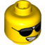 Набор LEGO Minifig Head Glasses with Black Sunglasses Large and Lopsided Smile Wide with Teeth Print [Hollow Stud], Желтый