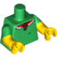 Набор LEGO Torso Polo Shirt with Red and White Collar, Pizza Sauce Stains on Front Print / Yellow Arms with Green Short Sleeves Print / Yellow Hands, Зеленый