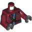 Набор LEGO Torso Open Zipper Jacket over Gray Shirt with Silver Rivets and Leather Straps, Sling Bag on Back Print / Dark Red Arms / Black Hands, Темно-красный