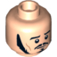 Набор LEGO Minifig Head Dual Sided LotR Bard Long Black Sideburns, Moustache, Goatee, Frowning / Angry with Mud Splotches Print [Hollow Stud], Light Flesh