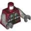 Набор LEGO Torso LotR Metallic Silver Armor, Copper Belt with Gold Bindings and Red Straps Print / Flat Silver Arms / Dark Bluish Gray Hands, Темно-красный