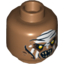 Набор LEGO Minifig Head LotR Gundabad Orc White Painted Forehead Print [Hollow Stud], Medium Dark Flesh