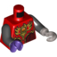 Набор LEGO Torso Vest with Dark Red and Gold Armor with Scales and Fire Chi Emblem Print / Black Arms / Dark Purple Hand Right / Flat Silver Hook Left , Красный
