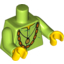 Набор LEGO Torso Shirt with Gold Pendant and Bead Necklace Print / Lime Arms / Yellow Hands, Лайм